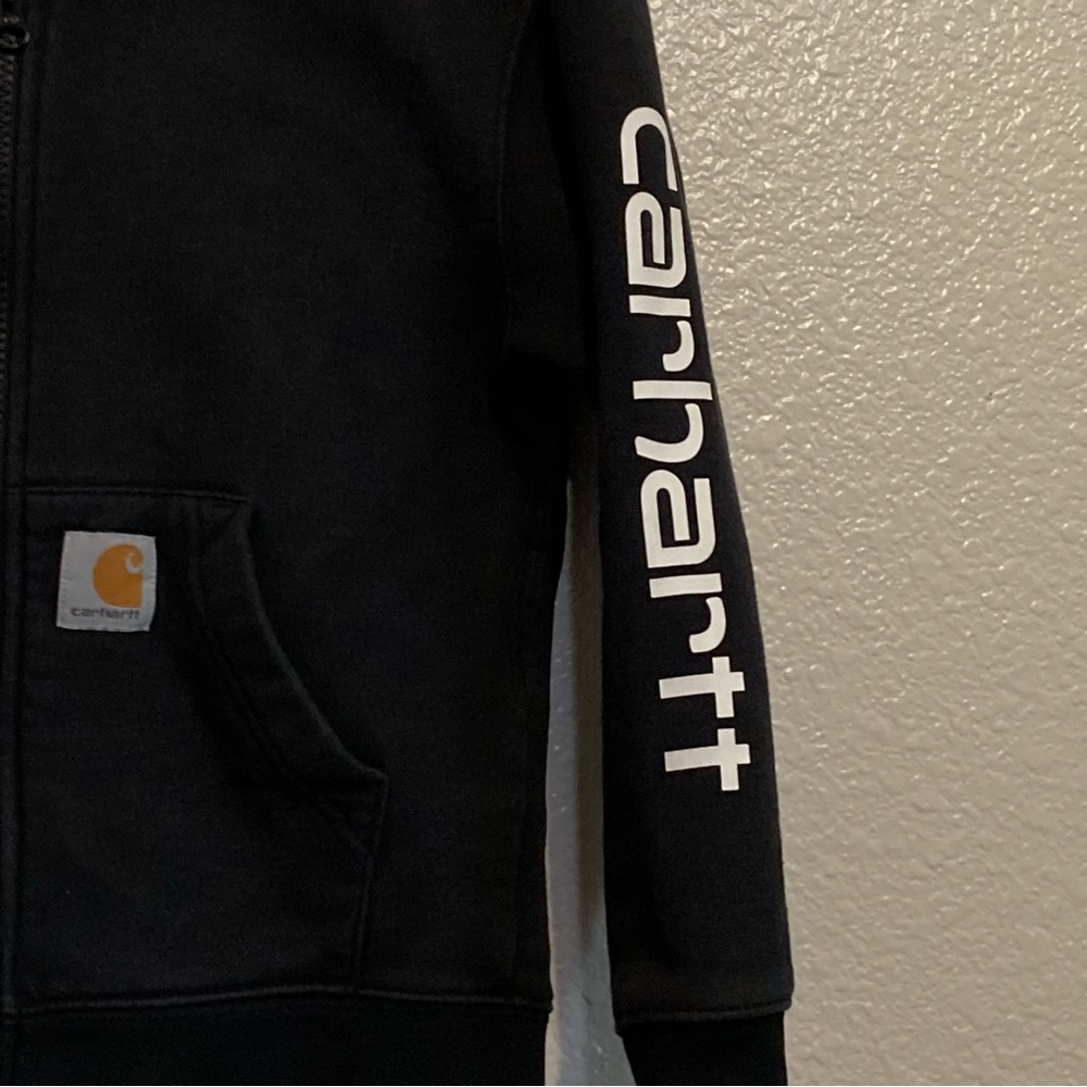 Carhartt Boys Sweatshirt Hoodie Jacket Full Zip Black 6 Kids - Picture 2 of 11
